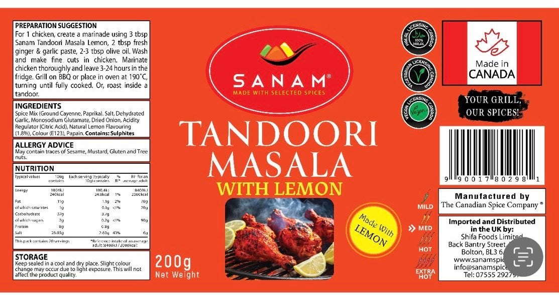 Sanam Tandoori Masala Spice (with lemon) 200g