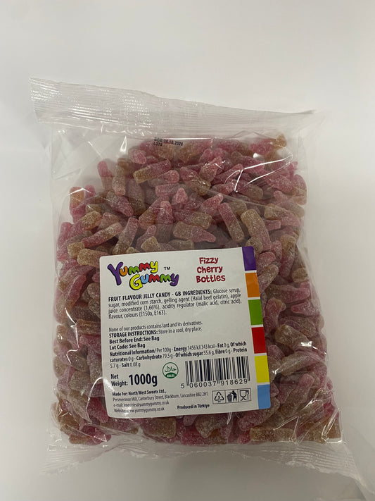 Yummy Gummy Fizzy Cherry Bottles 1000g