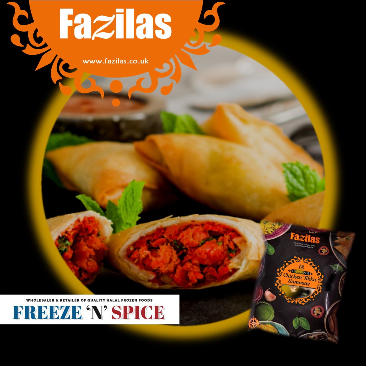 Fazilas Premium Range Samosas 18S - Chicken Tikka