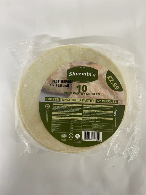 Shazmins 5" Round Puff Pastry 10 Pieces 500g 3 For £6.49