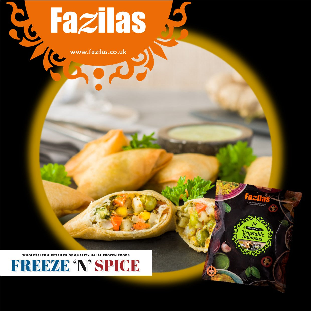 Fazilas Premium Range18PK Samosas - Vegetable