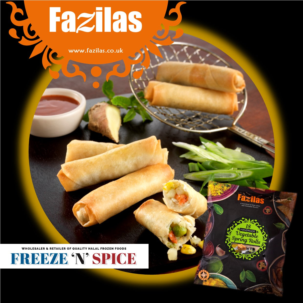 Fazilas Premium Range Spring Rolls - Veg 18s