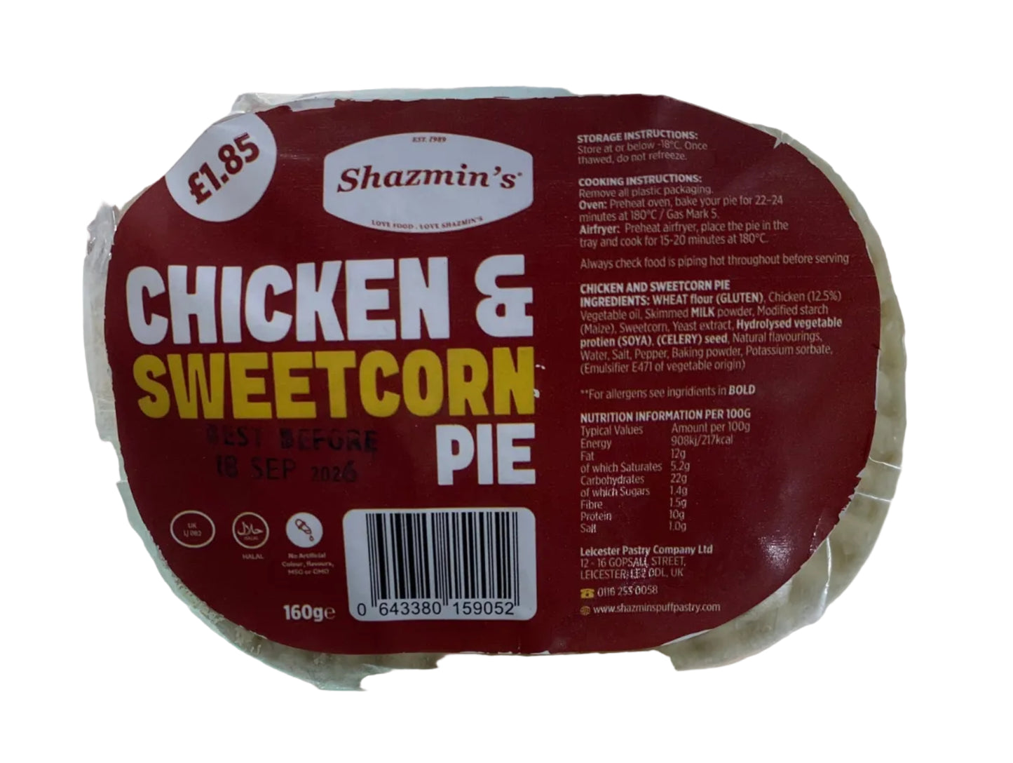 Shazmins Chicken & Sweetcorn Pie