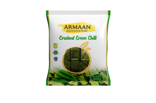 Armaan Crushed Green Chilli Cubes 400g