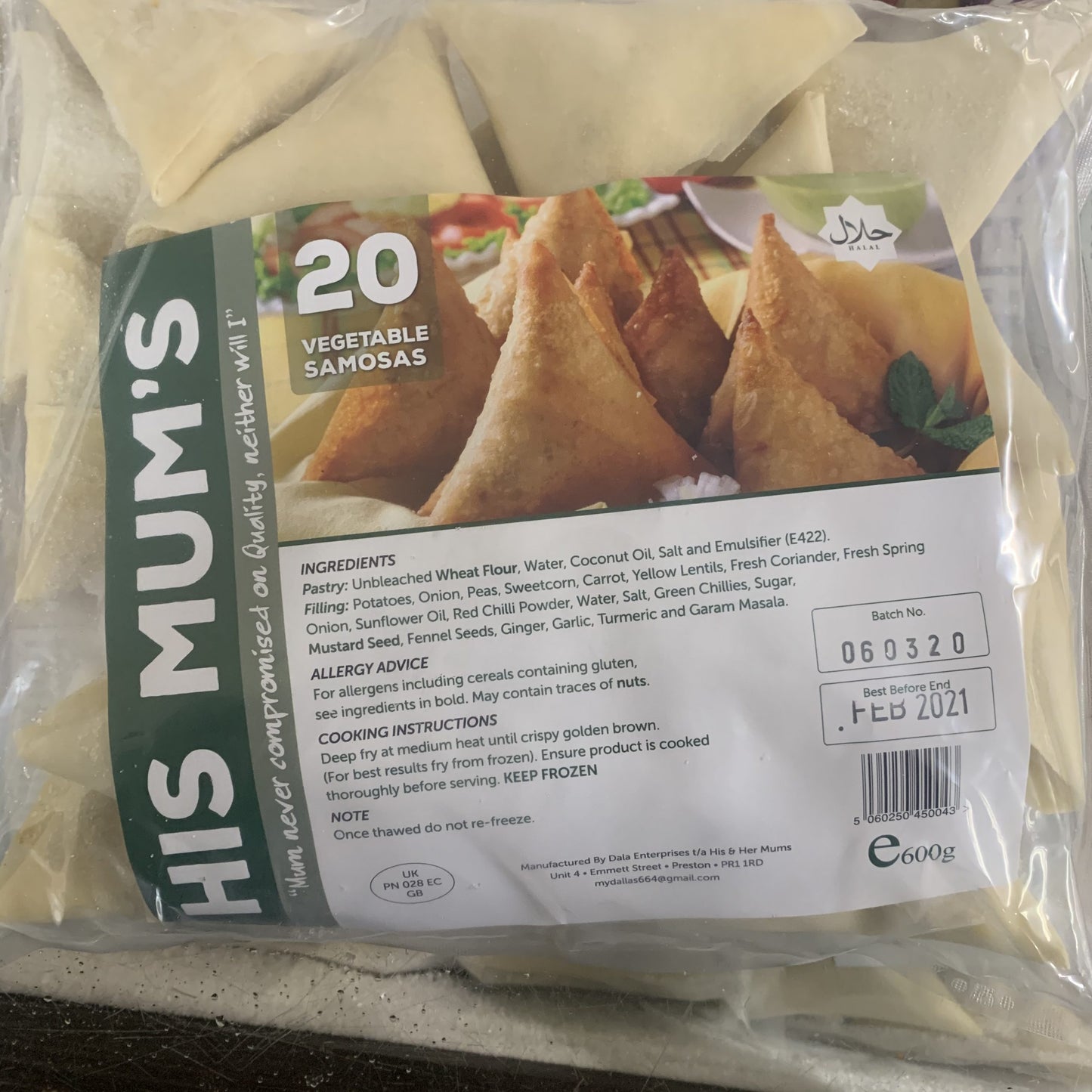 His Mums Veg Samosas 20s