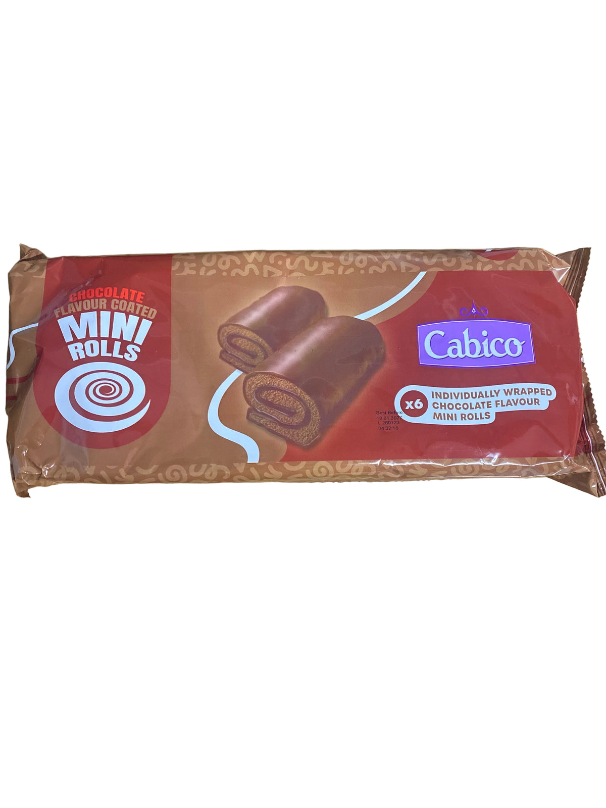 Chocolate flavour coated mini rolls