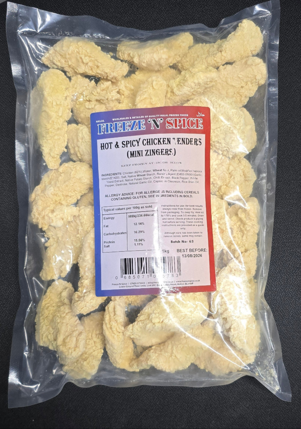 Freeze N Spice - Hot & Spicy Mini Zinger Fillets 1kg