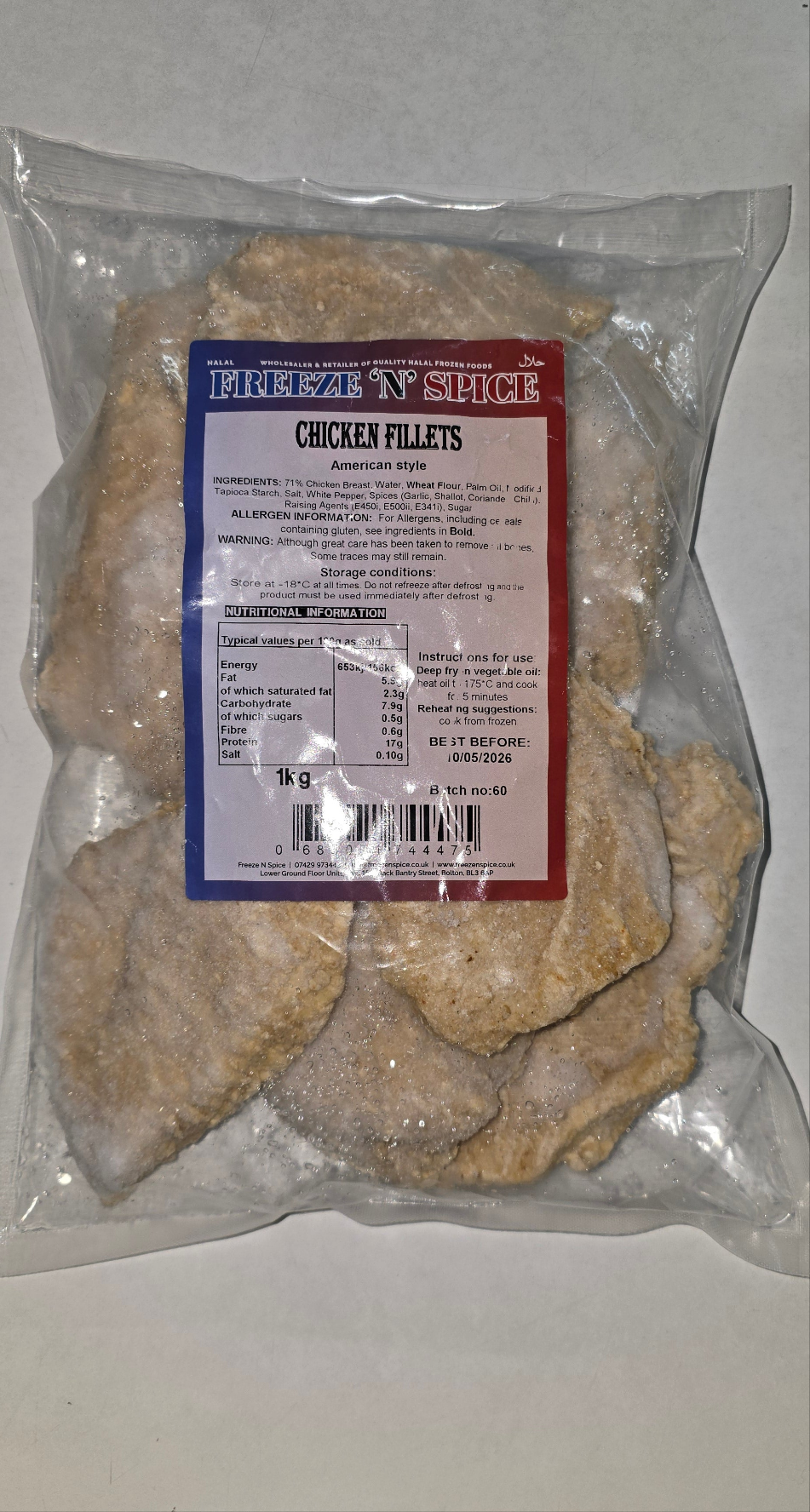Freeze N Spice - American Style Chicken Fillet 1kg