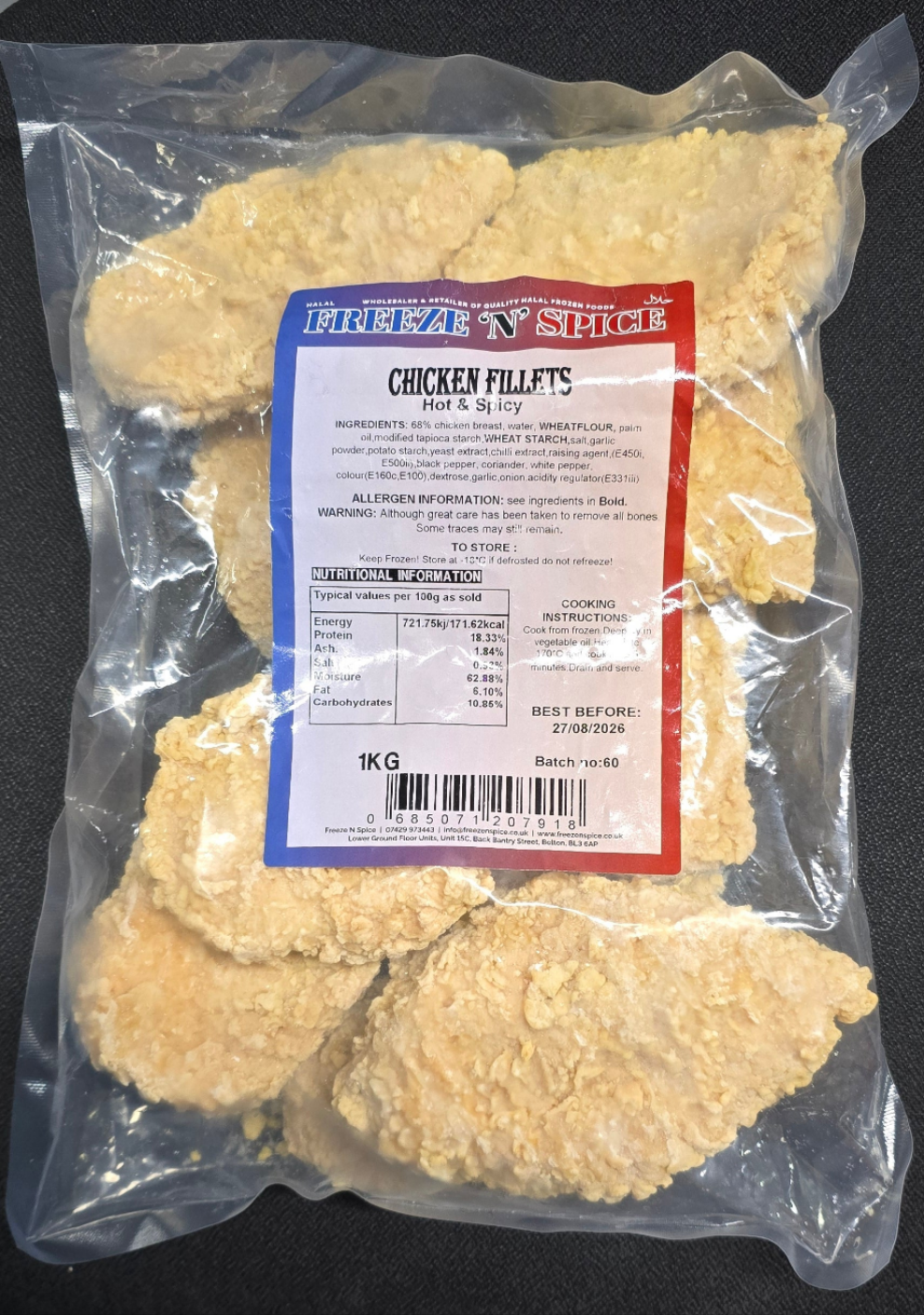 Freeze N Spice - Hot & Spicy Chicken Fillet 1kg