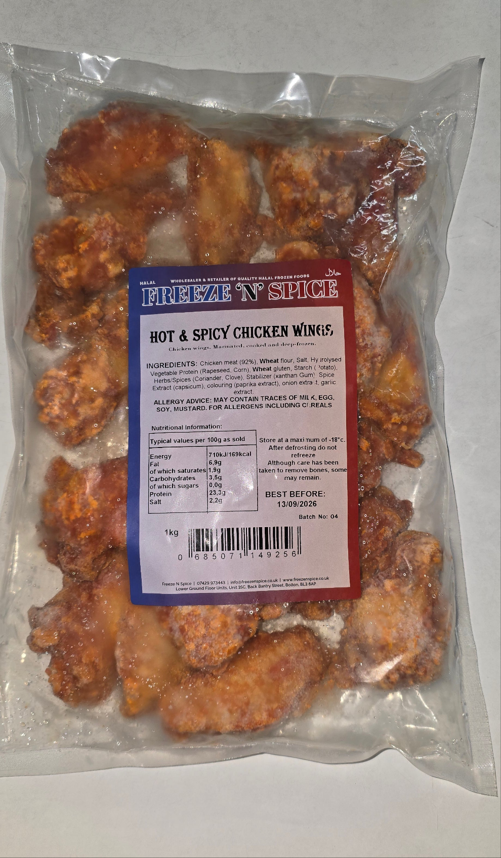 Freeze N Spice - Hot & Spicy Chicken Wings 1kg