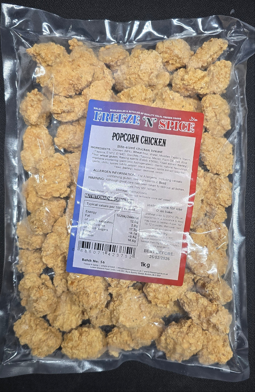 Freeze N Spice - Popcorn Chicken 1KG