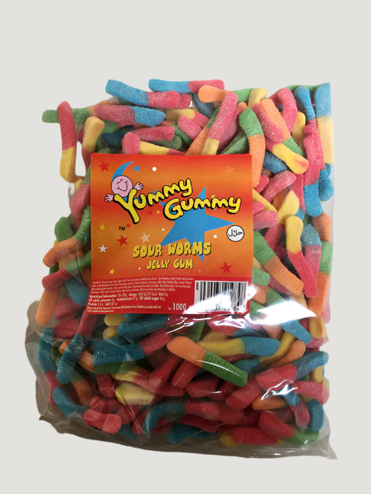YUMMY GUMMY SOUR WORMS 1000g