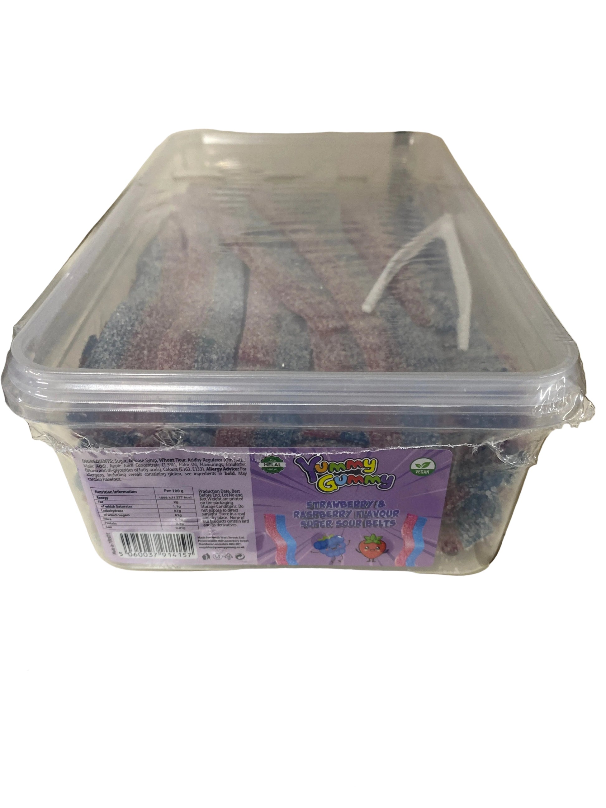 Yummy Gummy Raspberry & Strawberry Sour belts