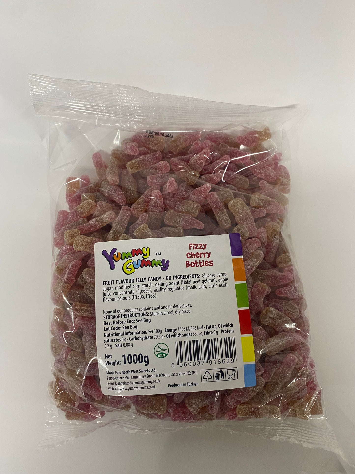 Yummy Gummy Fizzy Cherry Bottles 1kg