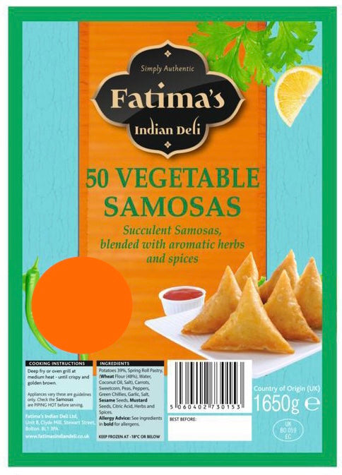 Fatima's Indian Deli Veg Samosas 50s