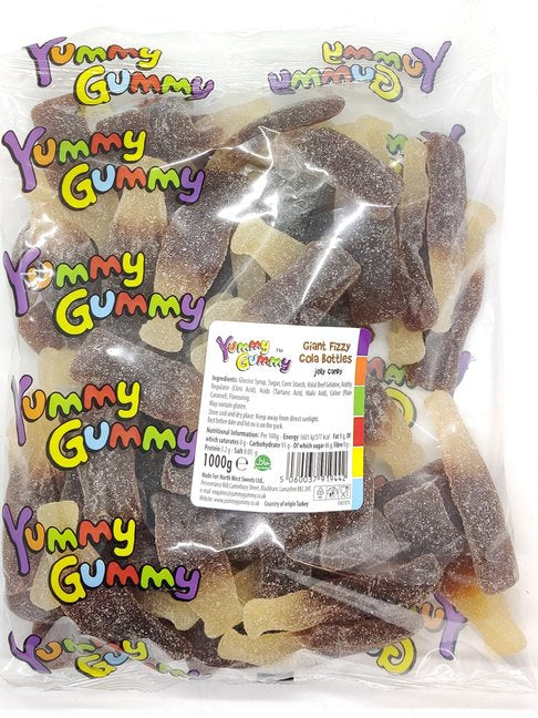 Yummy Gummy Giant Fizzy Cola Bottles 1000g