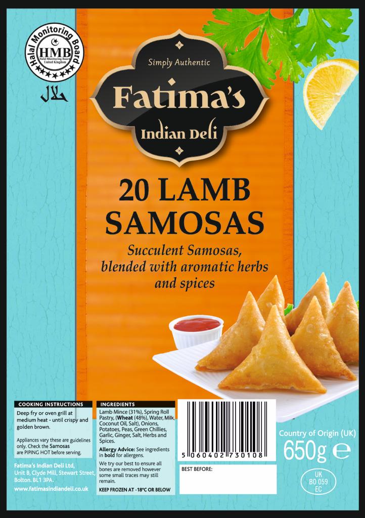 Fatimas Indian Deli Lamb Samosas 18s