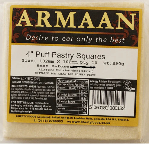 Armaan 4" square pastry 2 for £2.50