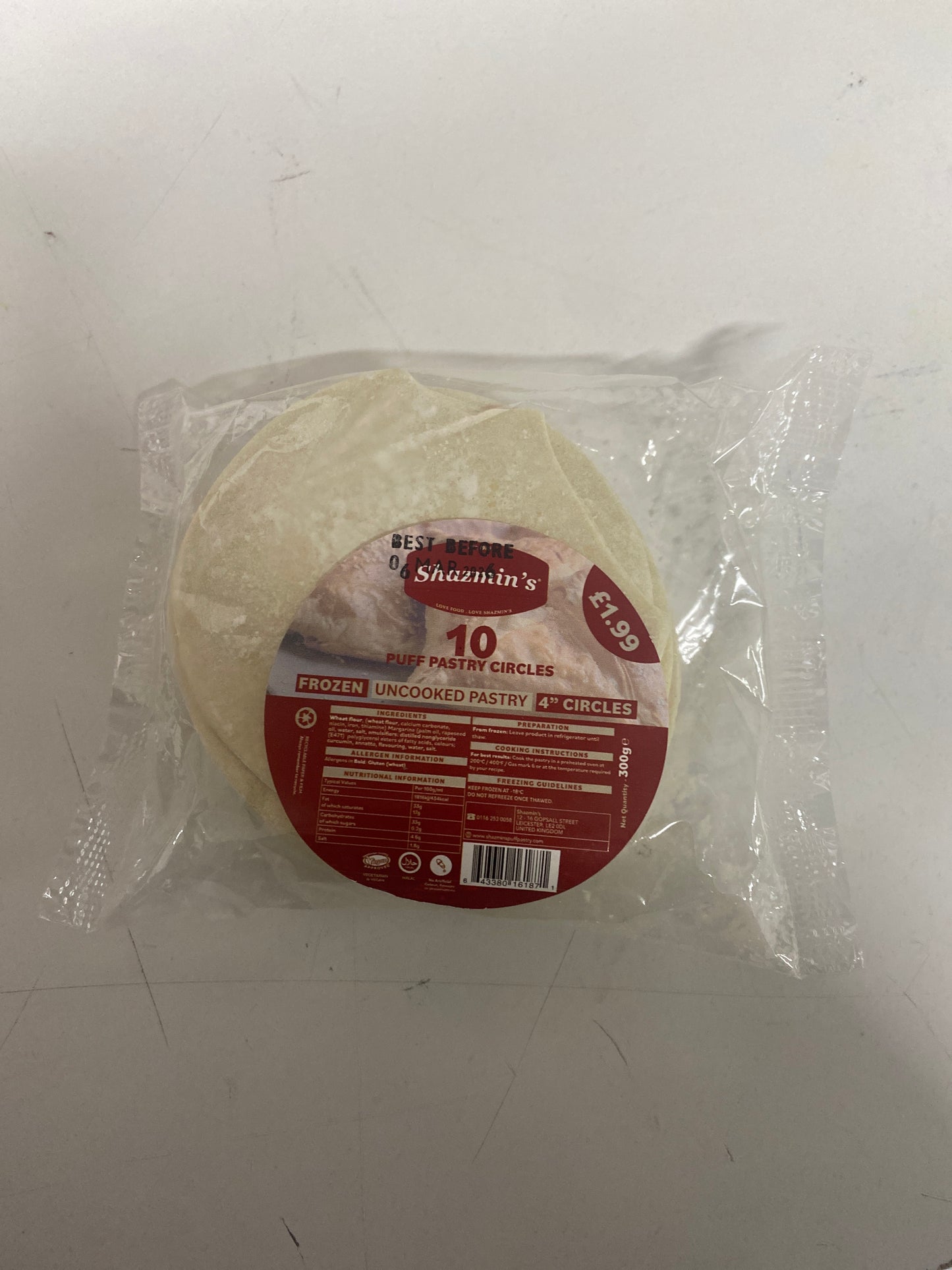 Shazmins 4" Round Puff Pastry 3 For £4.50