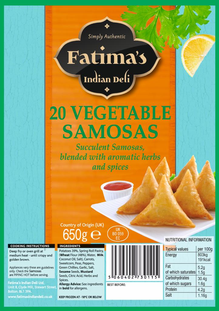 Fatimas Indian Deli Veg Samosas 18s