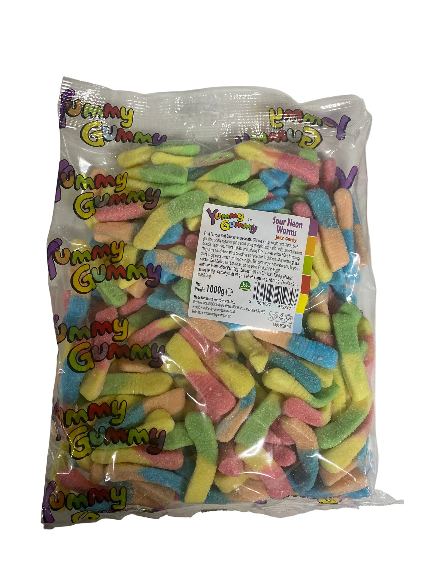 Yummy Gummy - Sour Neon Worms 1000g