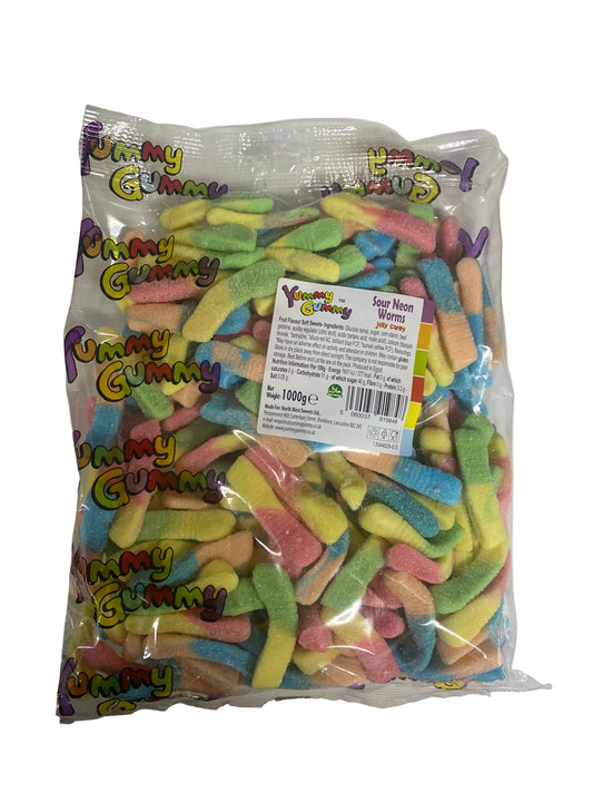 Yummy Gummy - Sour Neon Worms 1000g
