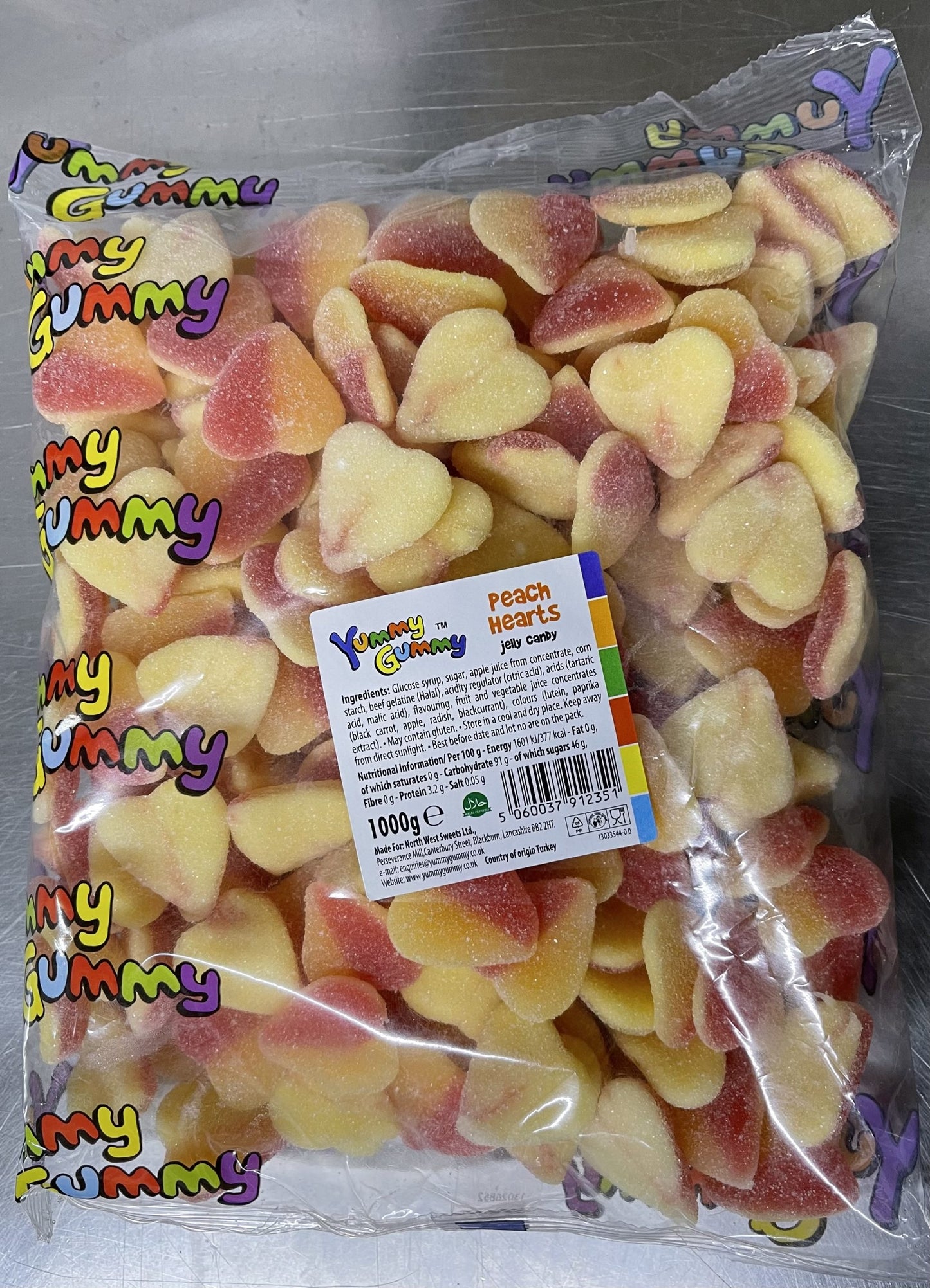 Yummy Gummy Peach Hearts 1000g