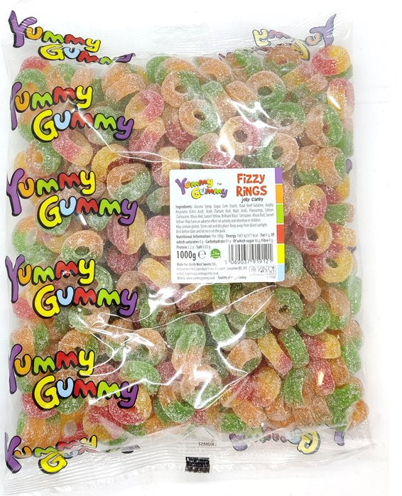 Yummy Gummy Fizzy Rings 1000g