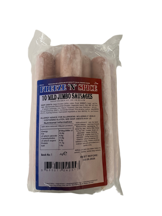 10 Mild Jumbo Sausages