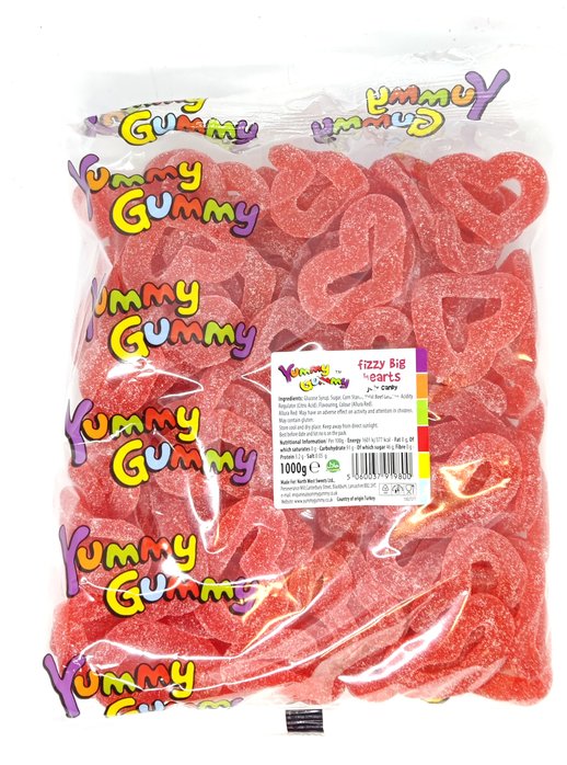 Yummy Gummy Fizzy Big Hearts 1000g
