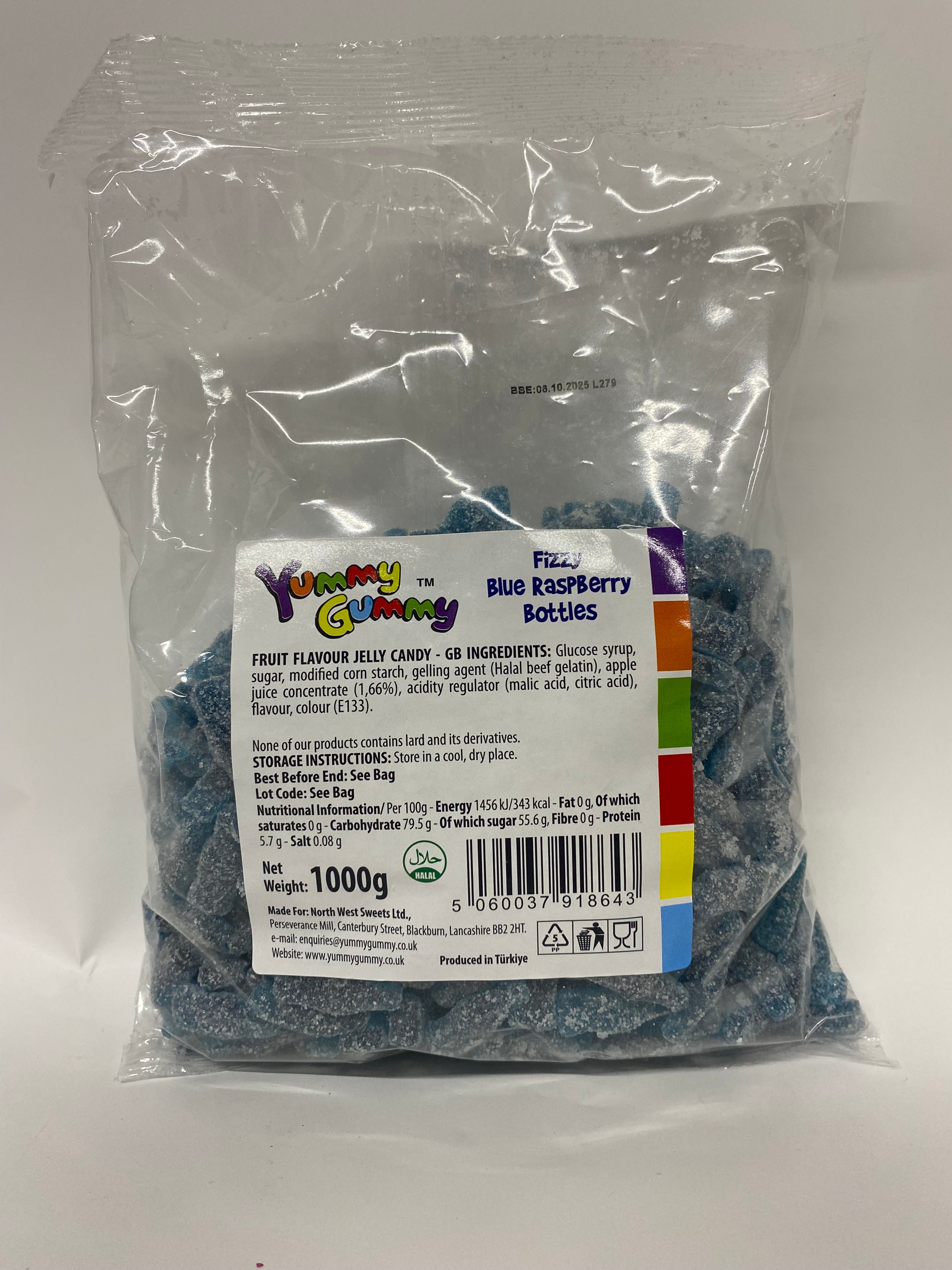 Yummy Iron Raspberry Yummy Gummy Fizzy Blue Raspberry Bottles 1kg – Freeze N Spice