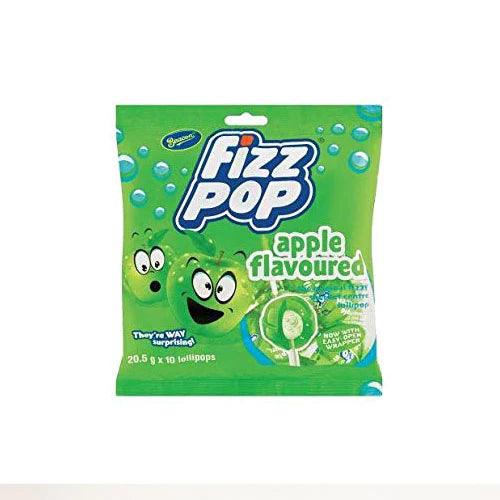 Fizz Pop Apple Flavoured Lollipop's. 10pck