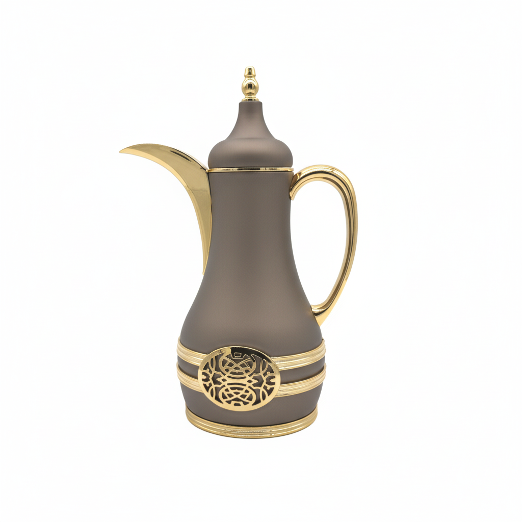 Vacuum Flask Top Press Hot/Cold 1lt Brown