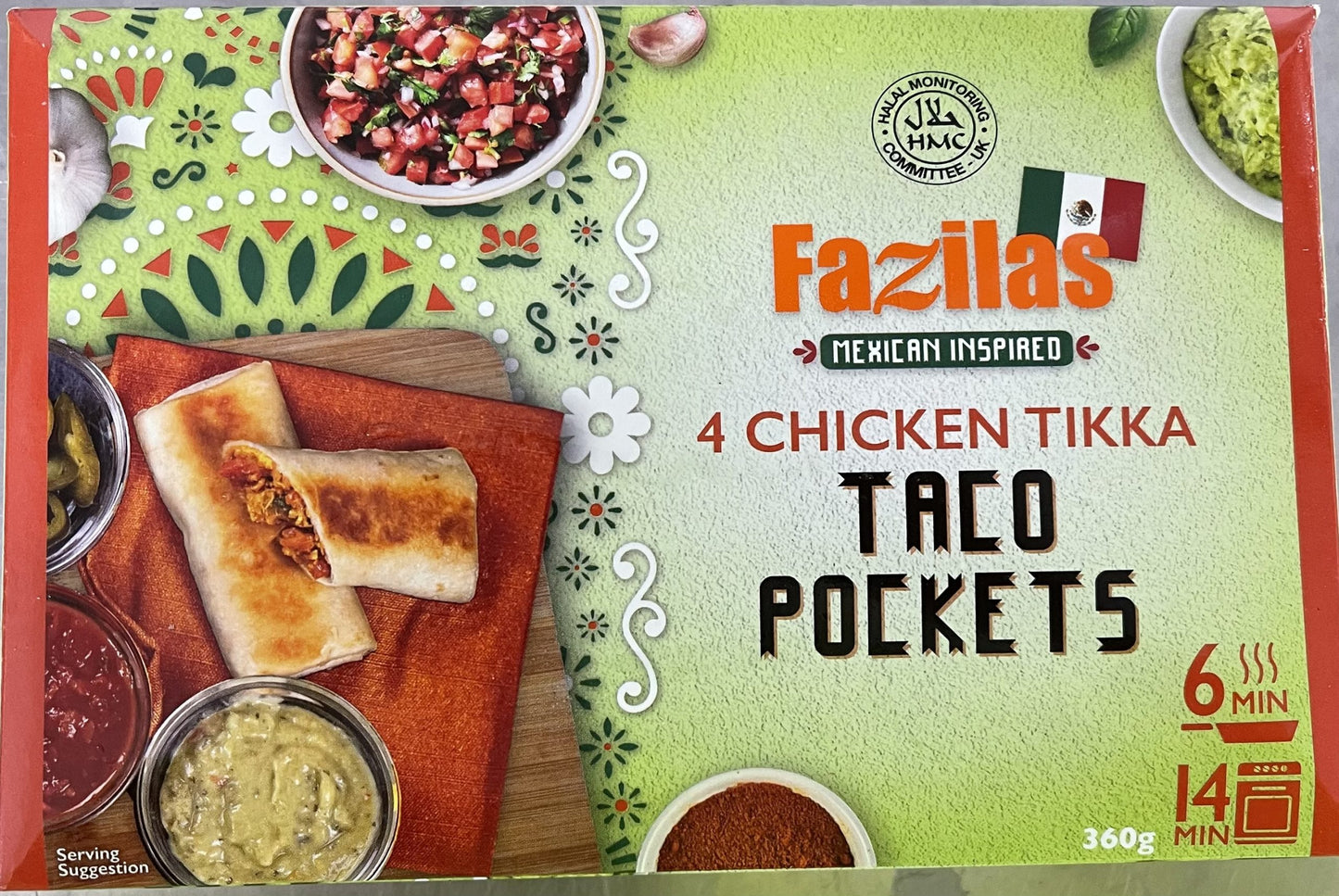 Fazilas 4 Chicken Tikka Taco Pockets 360g