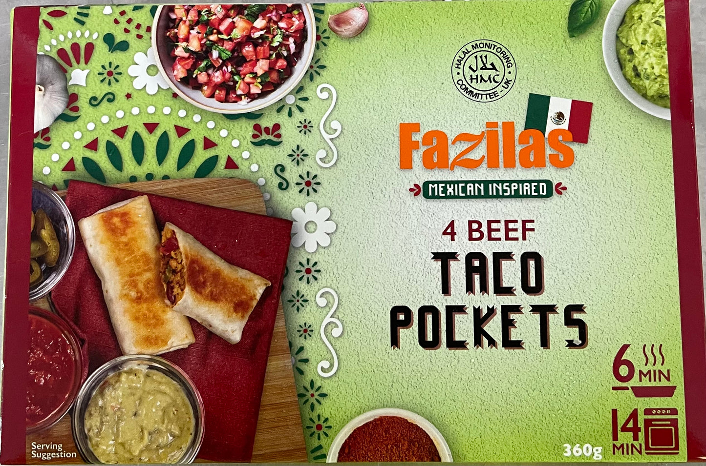 Fazilas 4 Beef Taco Pockets 360g