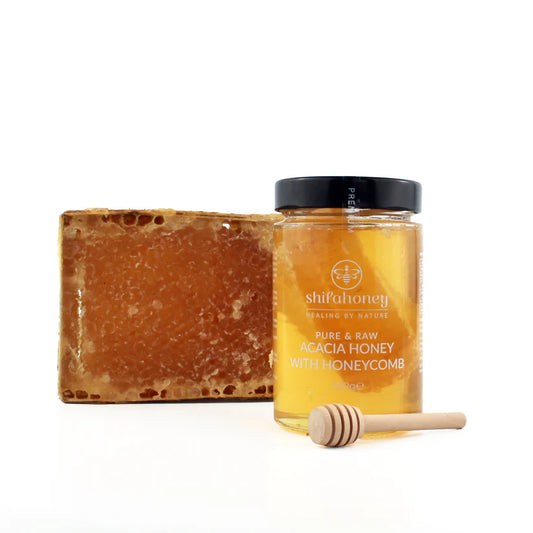 Shifa Honey - Pure & Raw Acacia Honey with Honeycomb (500g)