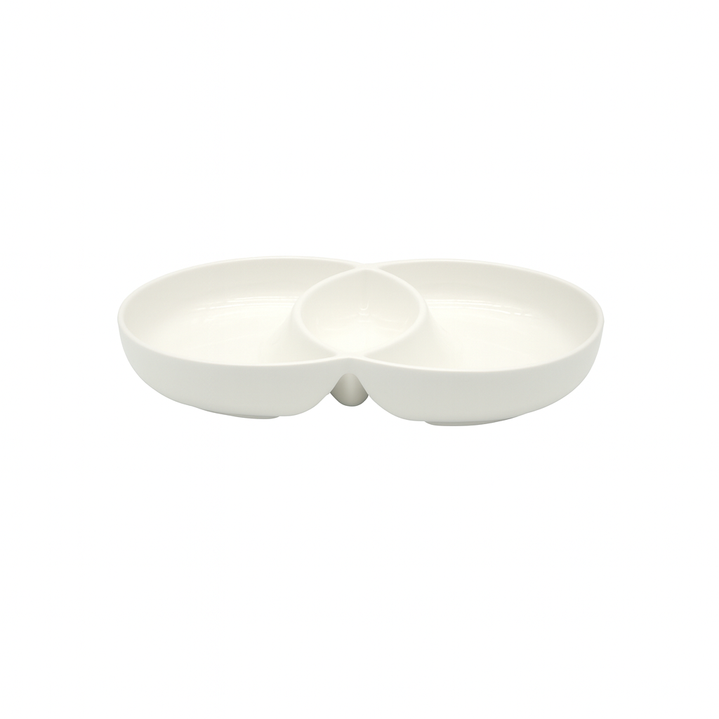Porcelain Multigrid Serving Platter Round White
