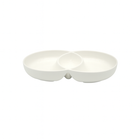 Porcelain Multigrid Serving Platter Round White