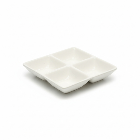 Porcelain 4 Section Serving Platter Square White