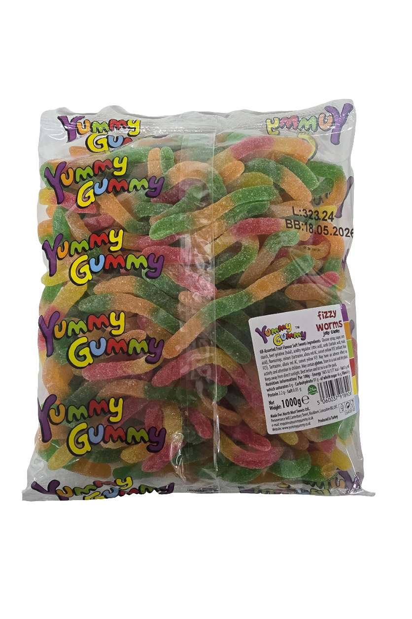 Yummy Gummy Fizzy Worms 1000g