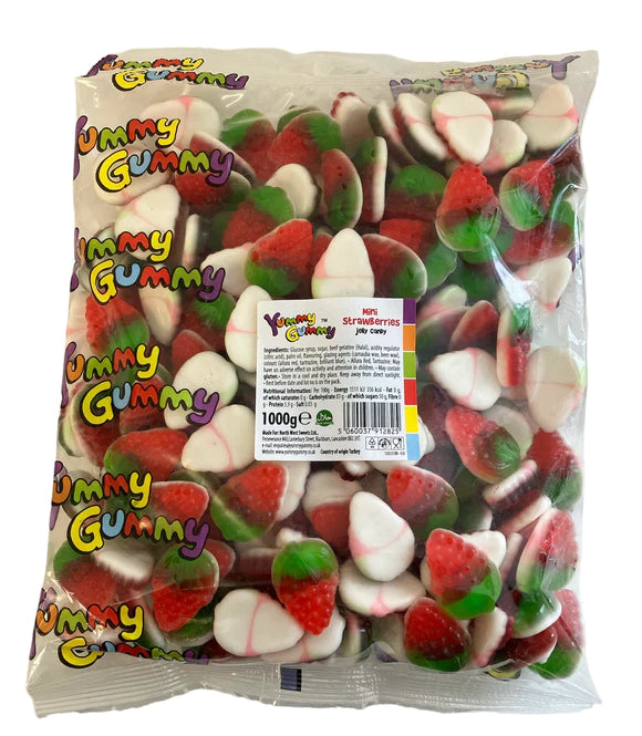 yummy gummy mini strawberries 1000g